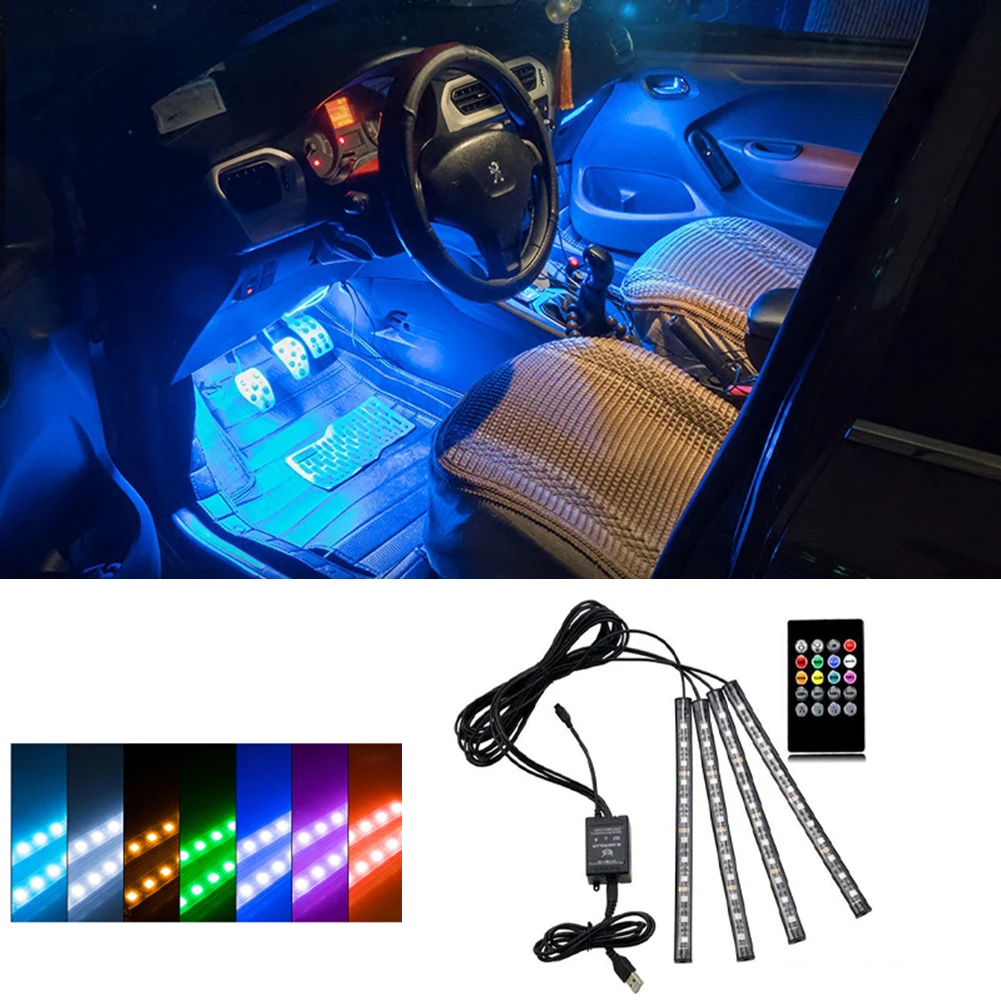 12Led автомобильная лампа нижнего освещения лампа с рассеянным светом с Usb/беспроводным пультом дистанционного управления/музыкальным управлением/несколькими режимами автомобильных внутренних декоративных огней