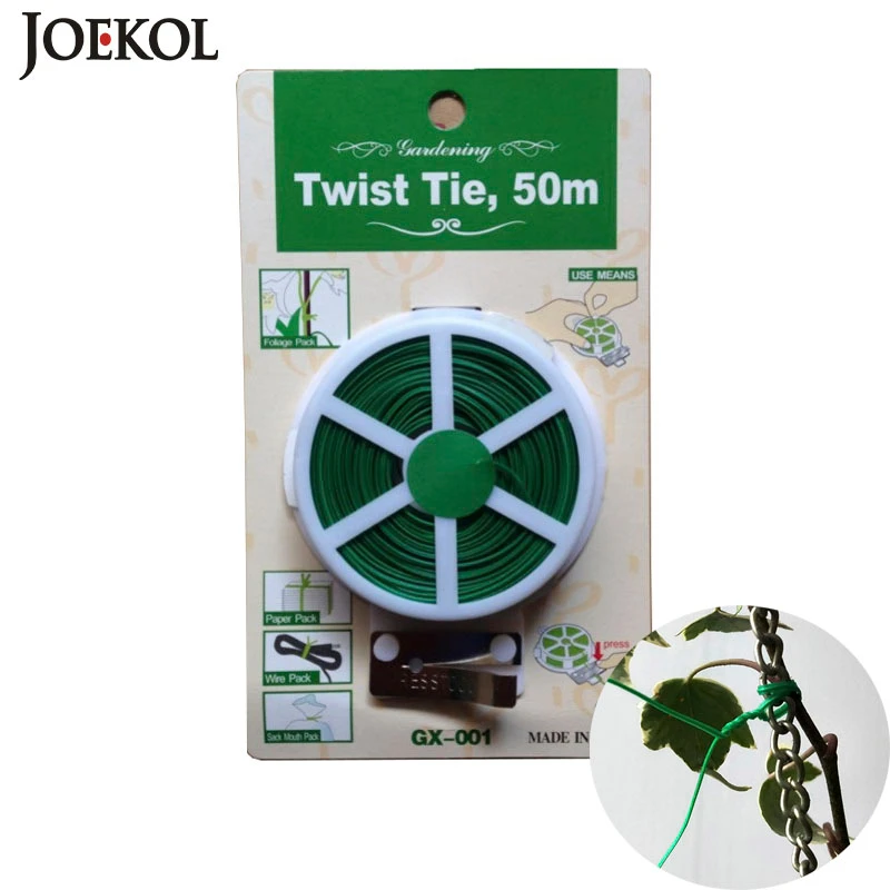 

2pcs 50M Plant Twist Tie With Cutter Sturdy Green Coated Wire For Gardening Home Office Reusable Wire Cable With Slicer