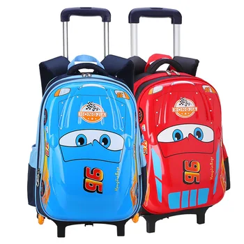 Satchel Rolling Backpack for Children Students Kids Wheeled Backpack For boys Car Style School Trolley Bag with wheels School 1