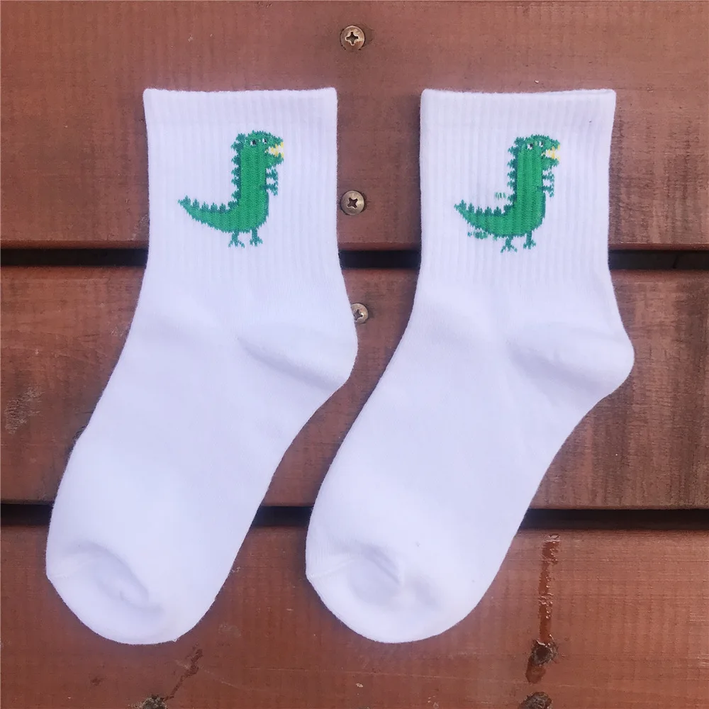 Модные милые носки женские в стиле Харадзюку Kawaii Носки для девочек с изображением динозавра, собаки, кота, кролика, животных забавные женские носки с едой - Цвет: 13