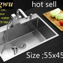 Кухонная ручная раковина одинарная мойка 304 нержавеющая сталь Горячая 550x450 мм