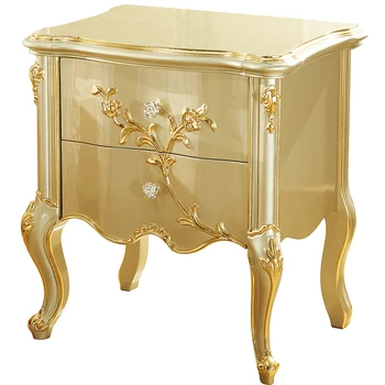 

cheap price high quality classic bedroom golden side table drawers nightstand