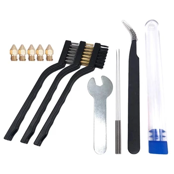 

12Pcs 3D Printer Accessories MK8 Nozzle Needles Hot Bed Cleaning Brush Tweezers Kit Cleaning Tools 3D Printer Parts Replacement
