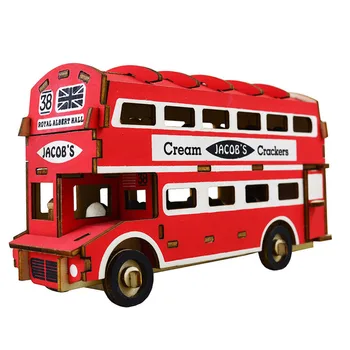 

Laser Cutting Diy Car Motocycle Bus Toys 3D Wooden Puzzle Toy Assembly Model Woodcraft Kits Desk Decoration For Children Kids
