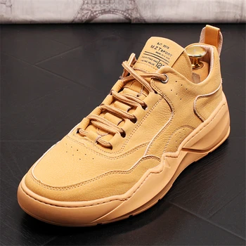 

New Fashion Men Casual Shoes Genuine Leather Shoes Men Breathable Slip On Casual Sneakers Men Loafers Thick Bottom Men Shoes