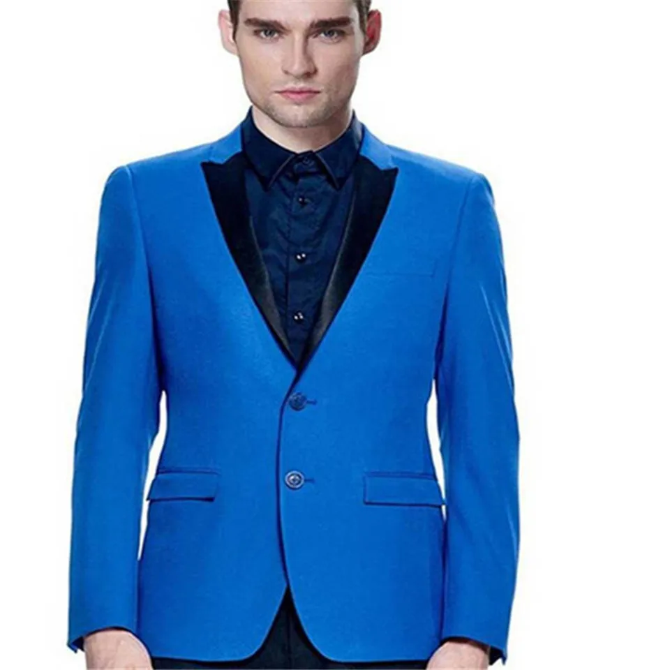 Мужской костюм Smolking Noivo Terno Slim Fit Easculino, вечерние костюмы для мужчин, темно-синий мужской костюм, мужской блейзер, пиджак, смокинги для жениха - Цвет: Picture style