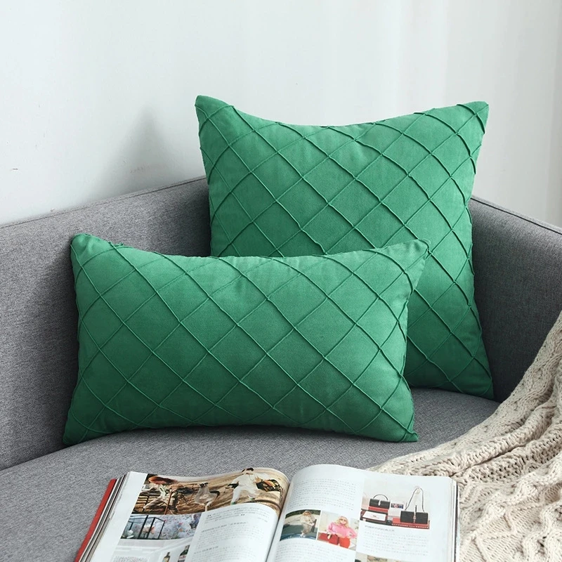 

Nordic Style Pillowcase Suede Lattice Pattern Pillow Cover Dustproof Pillowcase Home kussensloop 30*50cm/45*45cm funda almohada