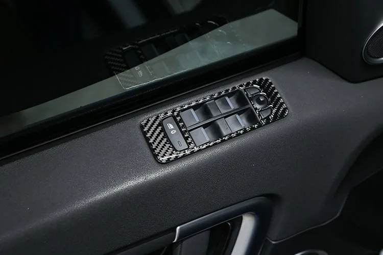 Углеродное волокно Кнопка подъема окна автомобиля рамка отделка наклейки для Land Rover Дискавери Спорт аксессуары