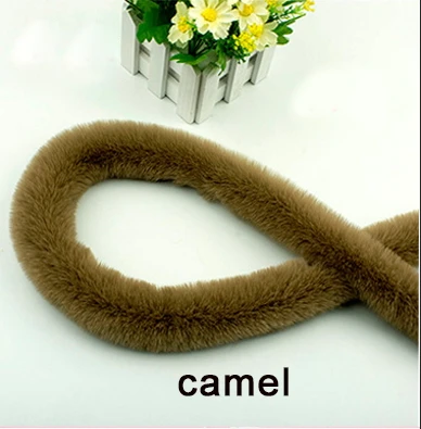 camel Ленты из меха кролика рекс пушистые ленты отделка DIY пуховик Декор шитье костюм ремесла 1y высокое качество - Цвет: camel