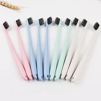 

10Pcs Oral Health Adult Soft Bristle Wheat Straw Brush Small Head Toothbrush