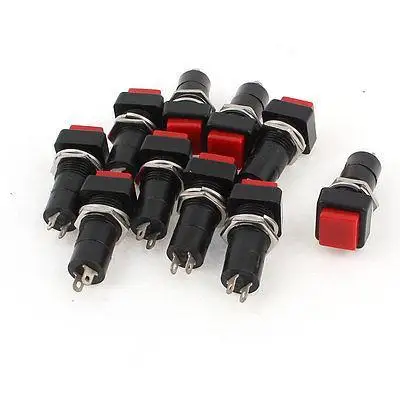 

10 x 2Pin N/O SPST Red Latching Square Push Button Switch AC 250V/3A