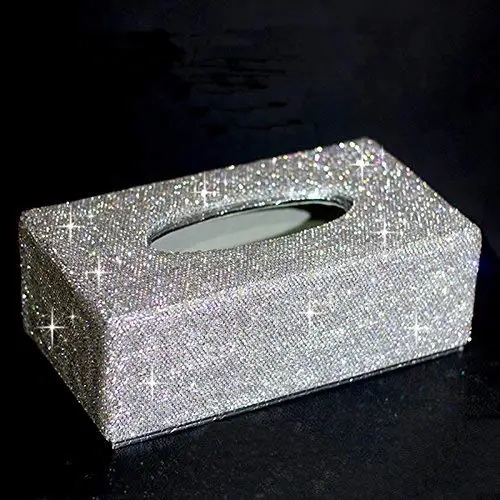 Коробка из искусственной кожи для салфеток для лица Bling держатель для салфеток для домашнего офиса, Автомобильные украшения(серебро - Название цвета: Sliver