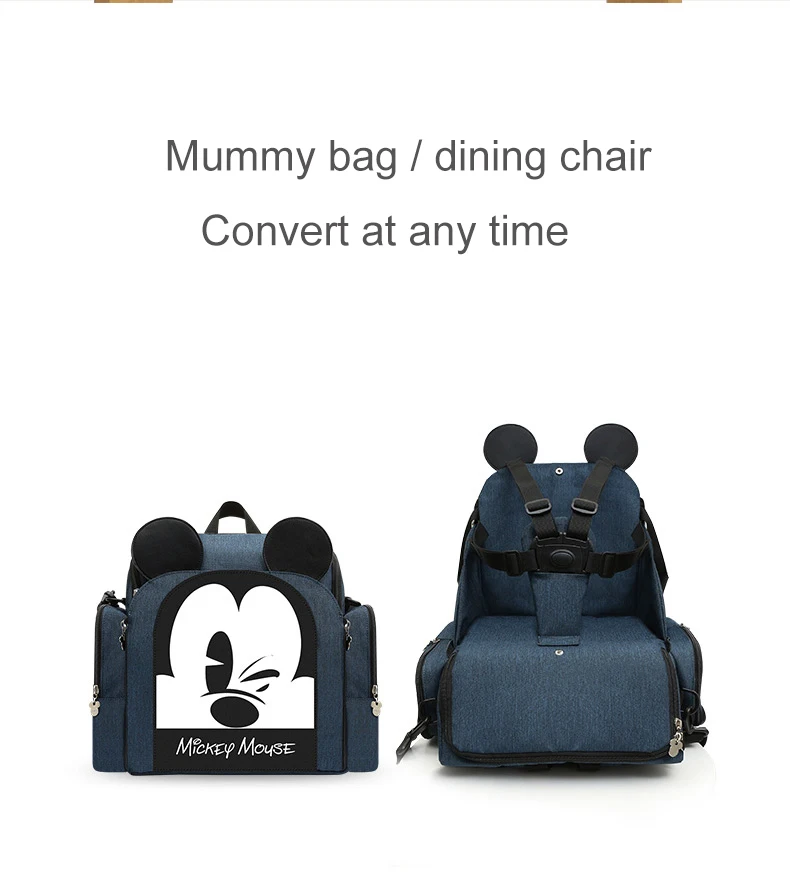 Disney пеленки мешок Usb детские подгузники сумка для беременных сумка большой емкости Модный мягкий подгузник рюкзак Детская коляска сумка
