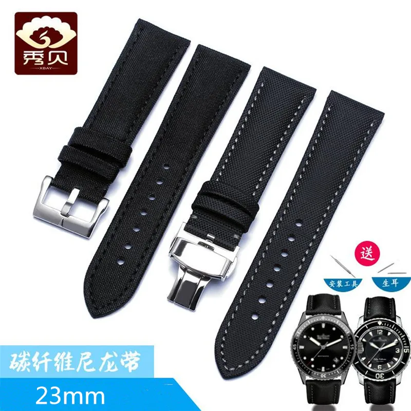 Ремешок из натуральной кожи для мужских часов черный вентилируемый браслет