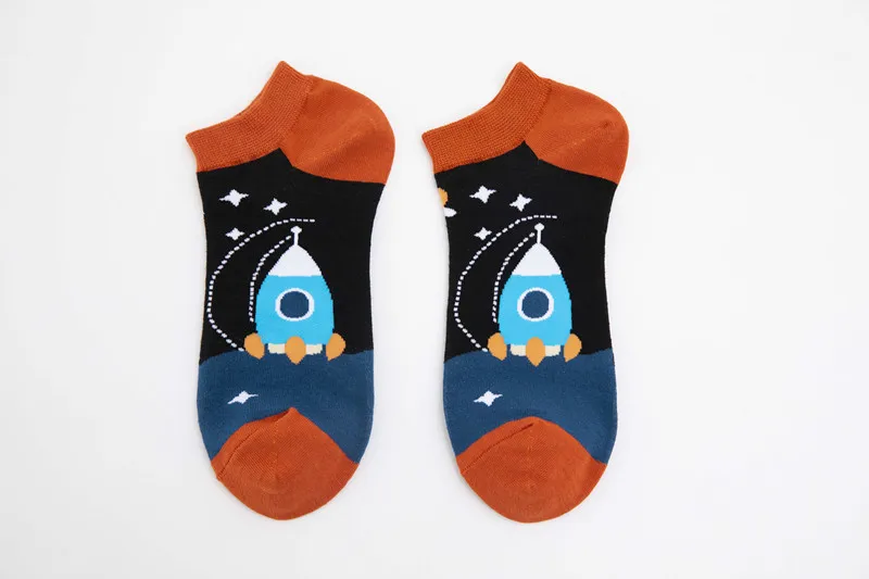 New Space Alien Planet Universe Cartoon Cotton Skate Cool Casual Socks Women Men Astronaut Funny Boat Short Happy Ankle Socks