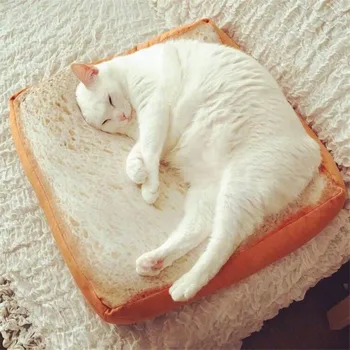 

40*40 Freshly bread cats bed toast bread slice style pets mats soft cushion warm mattress bed for Cats Dogs