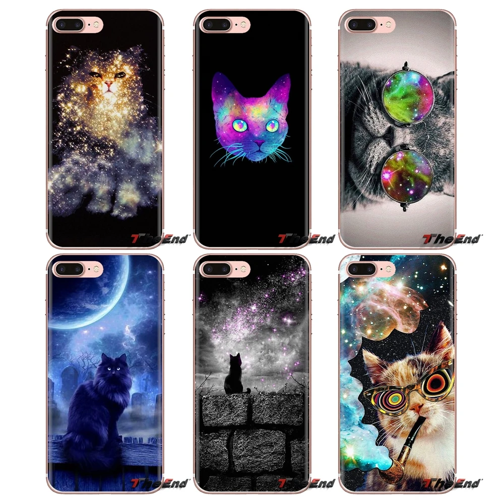 

For iPod Touch Apple iPhone 4 4S 5 5S SE 5C 6 6S 7 8 X XR XS Plus MAX Silicone Phone Shell Case Nebula Space Cat Glasses Hipster