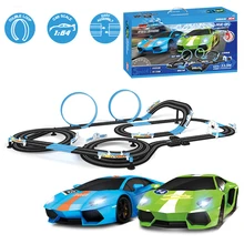Conjunto de brinquedo pista ferroviária elétrica pista de corrida carro controle remoto duplo circuito autorama interativo voiture brinquedo para o menino crianças