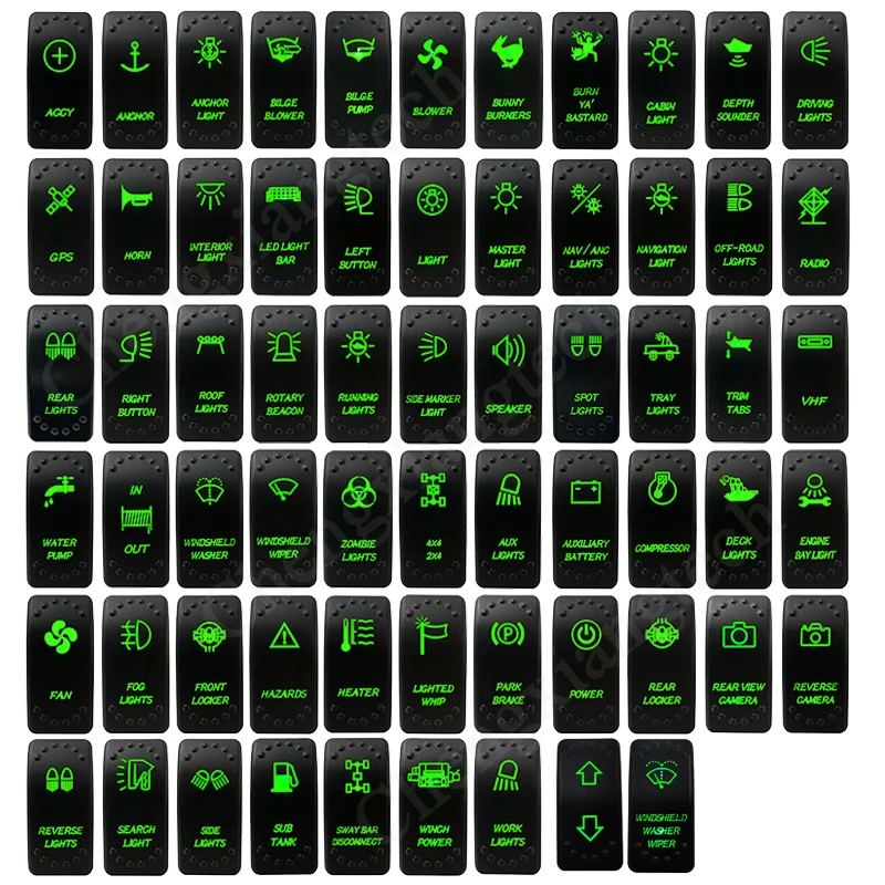 Waterproof-IP68-Green-Led-Car-Boat-Rocker-Switch-On-Off-On-Off-On-12V ...