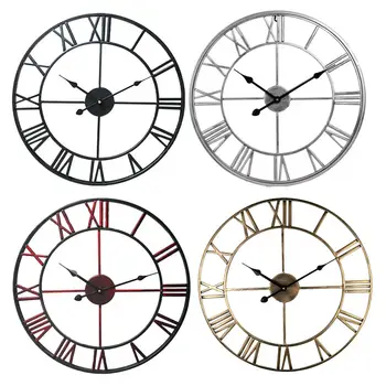 

20 Inch Atmospheric Simple Personality Living Room American Modern Loft Cafe Iron Retro Wall Clock Silent metal Roman Numerals