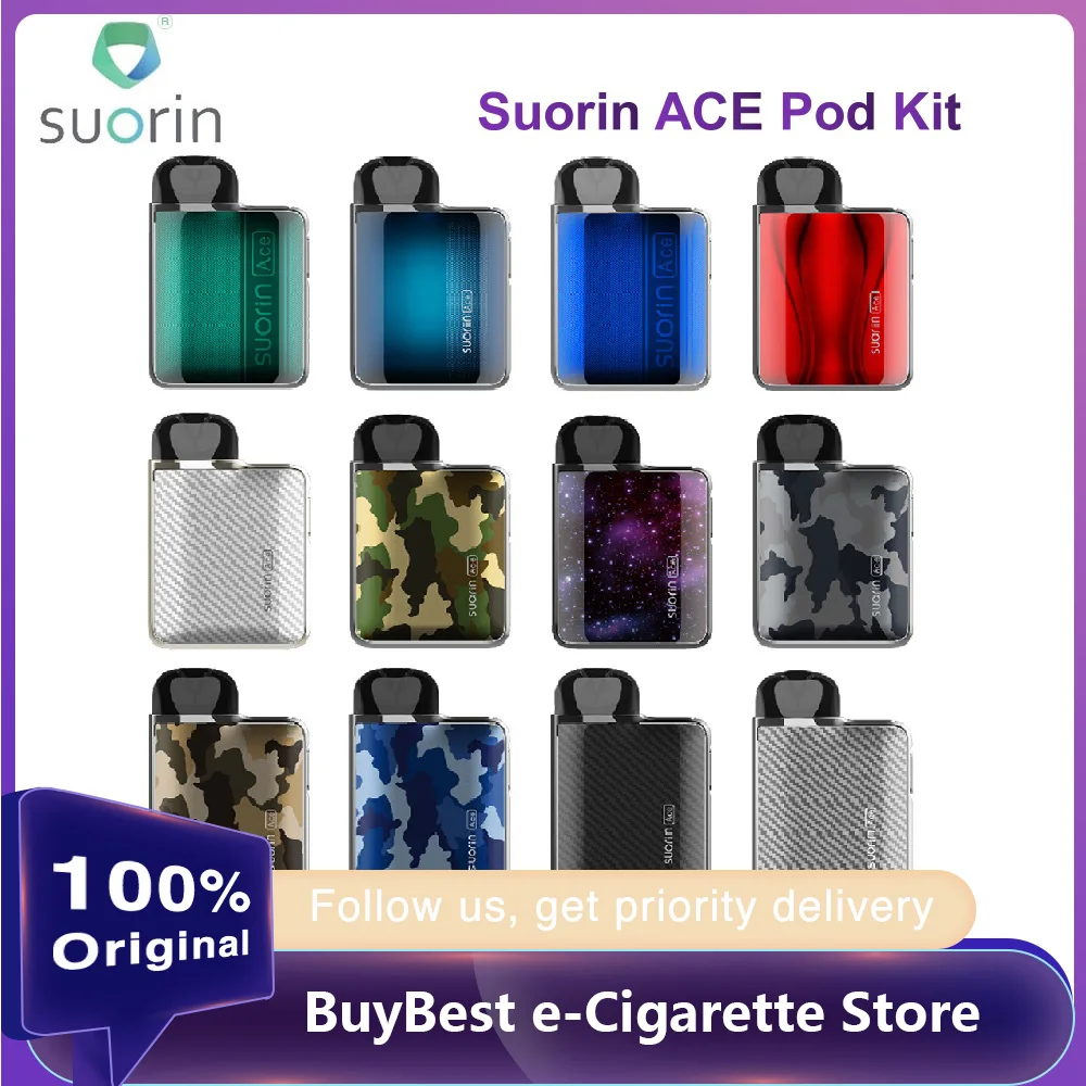 Оригинальный новый набор Suorin ACE Pod W/ 1000mAh встроенный аккумулятор и 2 мл емкость