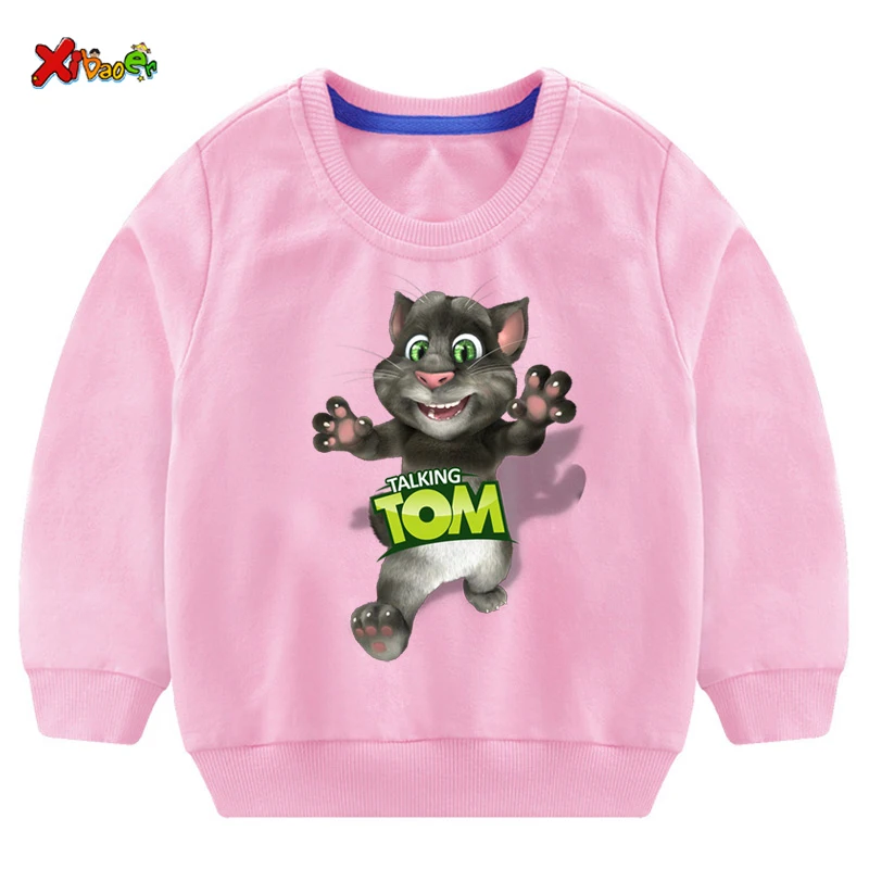 kids sweatshirt Детская толстовка с капюшоном; одежда для маленьких девочек и мальчиков; футболка с длинными рукавами и принтом говорящего кота; топы; детская одежда; забавная одежда - Цвет: kids sweatshirt