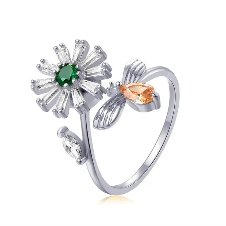 White Flower Новая мода, МАРОККАНСКИЙ ДИЗАЙН, CZ цирконий, кристалл, открытые кольца для женщин, Kunckle, кольцо, бижутерия, подарки на день рождения CRP2015 - Цвет основного камня: White Flower