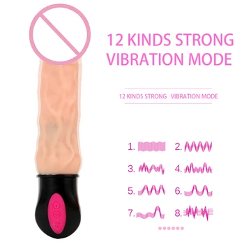 Bendable Vagina Massager Female Masturbation Sex Toys for Woman Realistic Dildo Vibrator 12 Mode Heating Flexible Soft Silicone 2