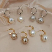 Модные классические цветные круглые серьги из искусственного