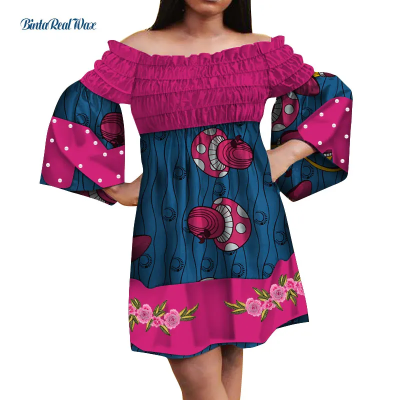 Dashiki African Print Dresses for Women Bazin Riche Ankara Print Pearl Applique Dresses Traditional African Clothing WY5039