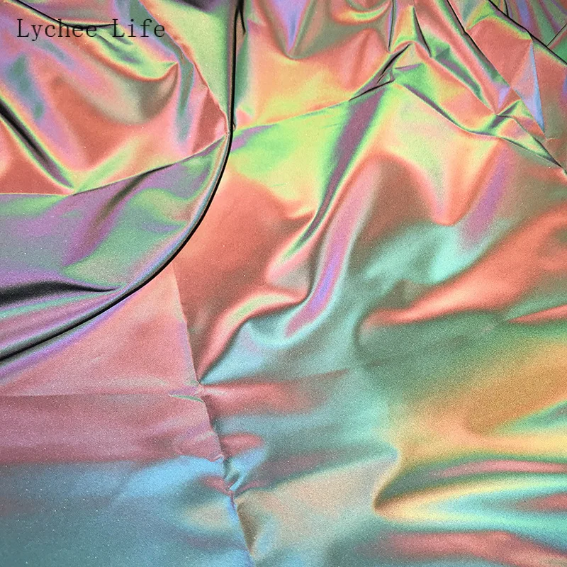 Lychee жизни 45x140 см градиент цвета светоотражающая ткань для симфония светоотражающий плащ куртка Лоскутная Ткань