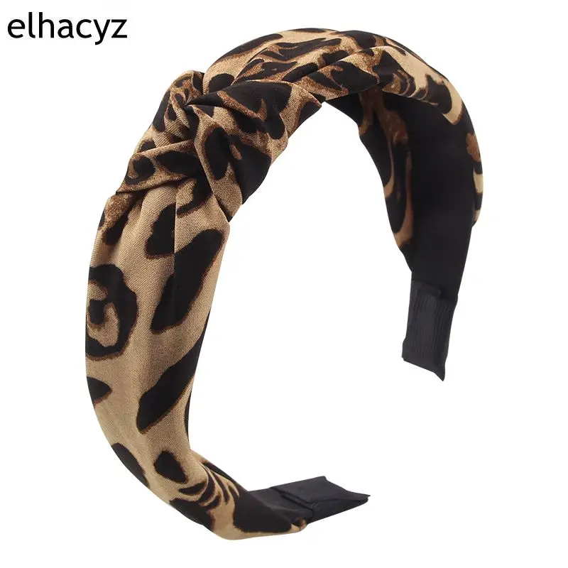 Bohemian Leopard Pattern Hairband Twisted Knotted Floral Hair Band Snake Animal Print Hairband Wide Headband Hair Accessories latest real leather fingerless gloves white lizard skin animal pattern pure sheepskin half finger short woman gloves tb130