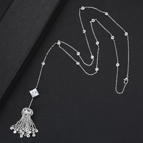 Хороший подарок на день матери, Мода для плавания с длинной бахромой ожерелья-Лассо персонализированные гибкое ожерелье ювелирные изделия для женщин, подарок - Окраска металла: Silver