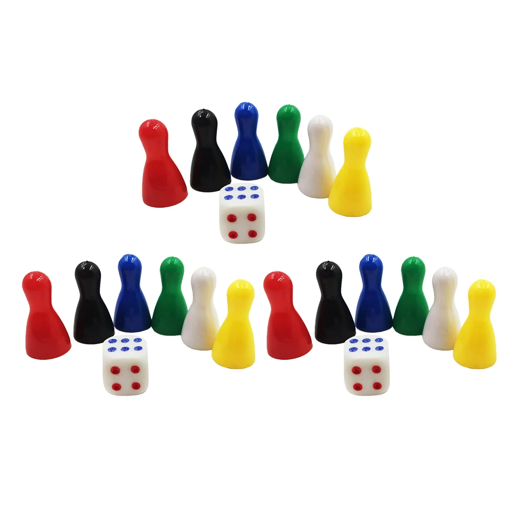 

18x Colorful Pieces Pawn Chess Plastic Pieces Dice Board Card Games Gift DIY