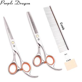 

Pet Scissors 5.5" 6" Stainless Purple Dragon Straight Scissors Cat Thinning Shears Dog Grooming Scissors Cat Nail Clipper Z1008