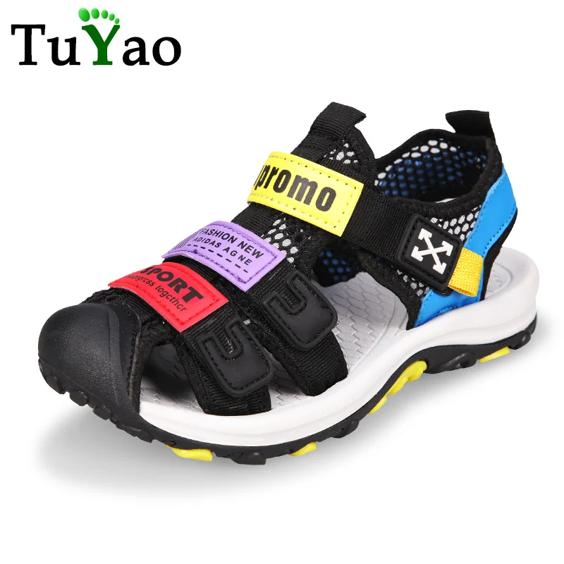 

2020 Children's Summer Cool Shoes for Boys Patchwork Soft Closed Toe Casual Sandal Big Kids Beach Sneakers
