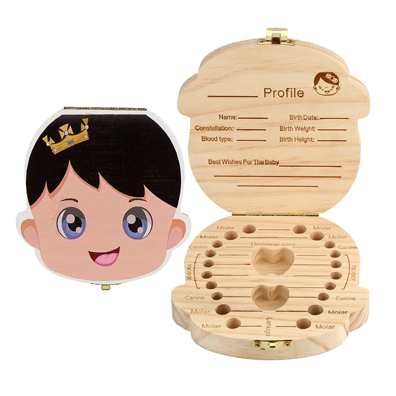 Английский/испанский/французский язык деревянная детская шкатулка для зубов коробки сохранить Лиственные деревянные Keepsake зубы хранения