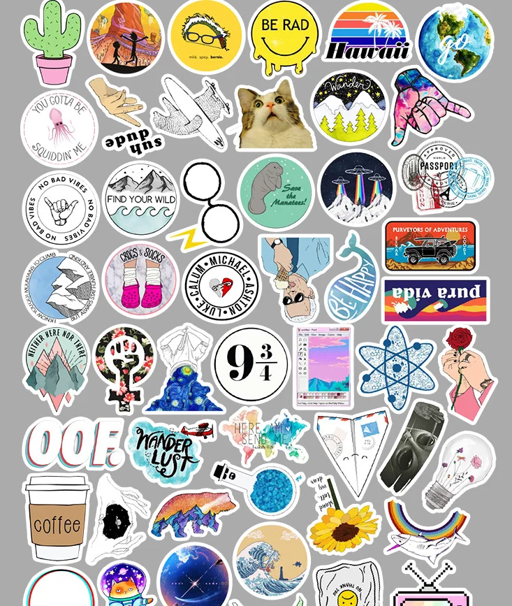 100 шт маленькие свежие граффити наклейки чемодан скейтборд холодильник ноутбук водонепроницаемые наклейки