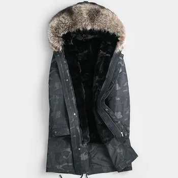 

Real Fur Coat Natural Mink Fur Liner Raccoon Fur Collar Parka Jacket Men Warm Parkas Plus Size Mink Fur Coat MCN1820 YY610