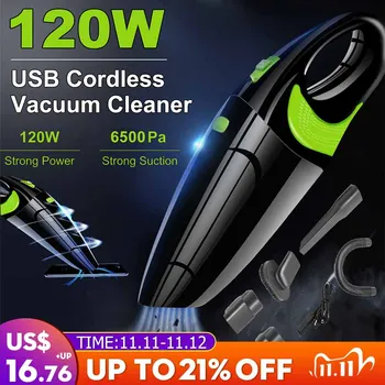 

6500Pa Powerful Wireless Car Vacuum Cleaner Portable Handheld 120W USB Cordless Wet&Dry Use Rechargeable Home Car Vacuum Cleaner