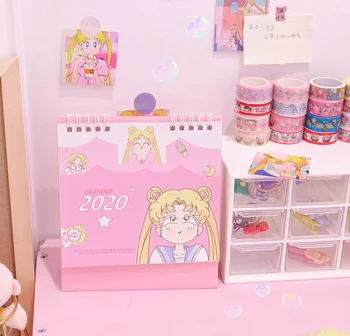 

2020 Cartoon Sailor Moon Desk Calendar DIY Table Calendars Daily Schedule Planner Desktop Book School Office Supplies