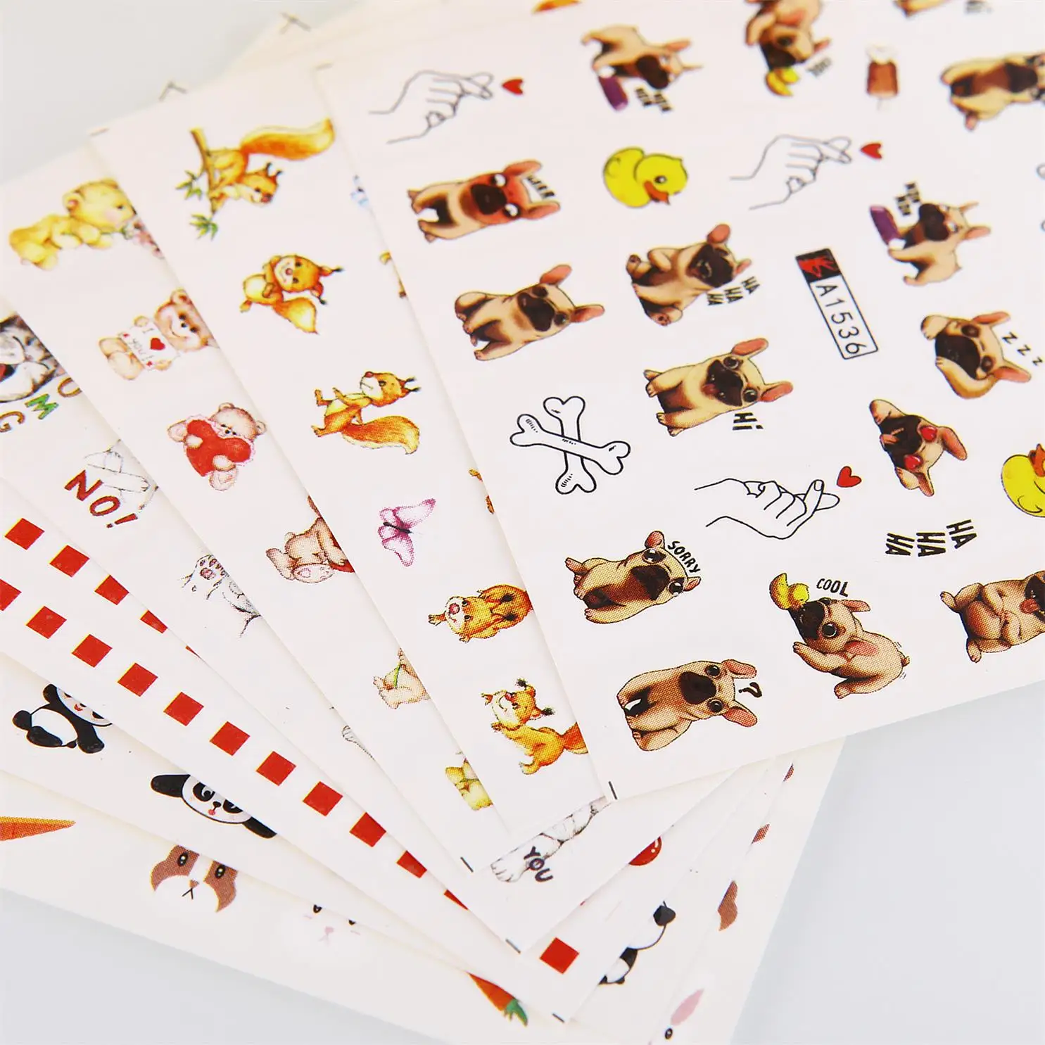 

Water Transfer Nail Art Stickers Black White Letter Watermark Decals Slider Animal Pattern Designs DIY Nail Decorations Set