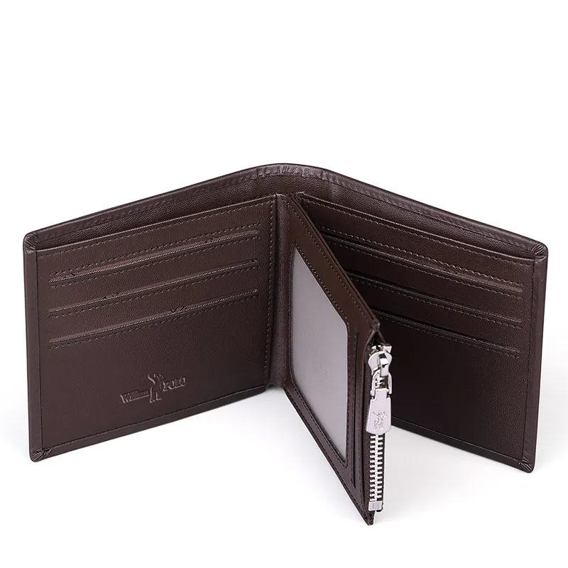 Williampolo Men's Slim Wallet Genuine Leather Mini Purse Casual Design Triple fold Wallet Brand Short Slim New Wallet