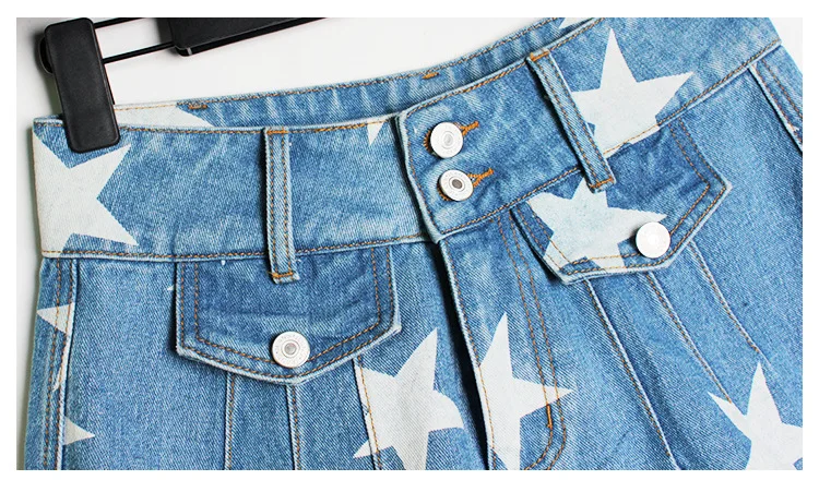 bape shorts Women's Denim Shorts Star Printed Pattern Ruffles Tassel High Waist Plus Size Short Pants School Loose Streetwear Female Jeans new hooters shorts