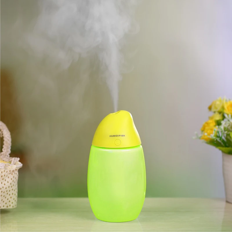 

400ml Mango USB Car Humidifier Ultrasonic Air Humidifiers Mist Maker with LED Light Mini Office Desktop Fruit Air Purifier