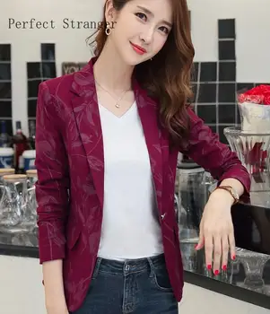 

High Quality 2020 Spring Summer New Arrival Leisure Flower Printed Long Sleeve Women Suit Coat Plus Size M-3XL