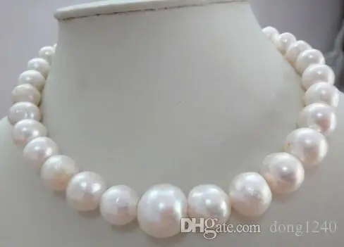 

Hot sale new style> Great 12-15MM South Sea genuine white pearl necklace fine