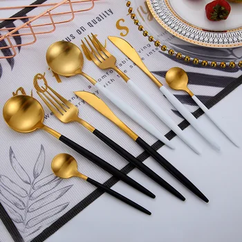 

Hot Sale Dinner Set Cutlery Knives Forks Spoons Wester Kitchen Dinnerware Stainless Steel Home Party Tableware Set