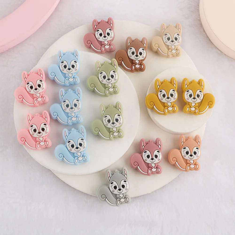 baby teething items age	 Kovict 10Pc Mini New Squirrel Silicone Beads Food Grade Teether DIY Pacifier Chain Necklace Accessories Baby Molar Toys baby teething items age	