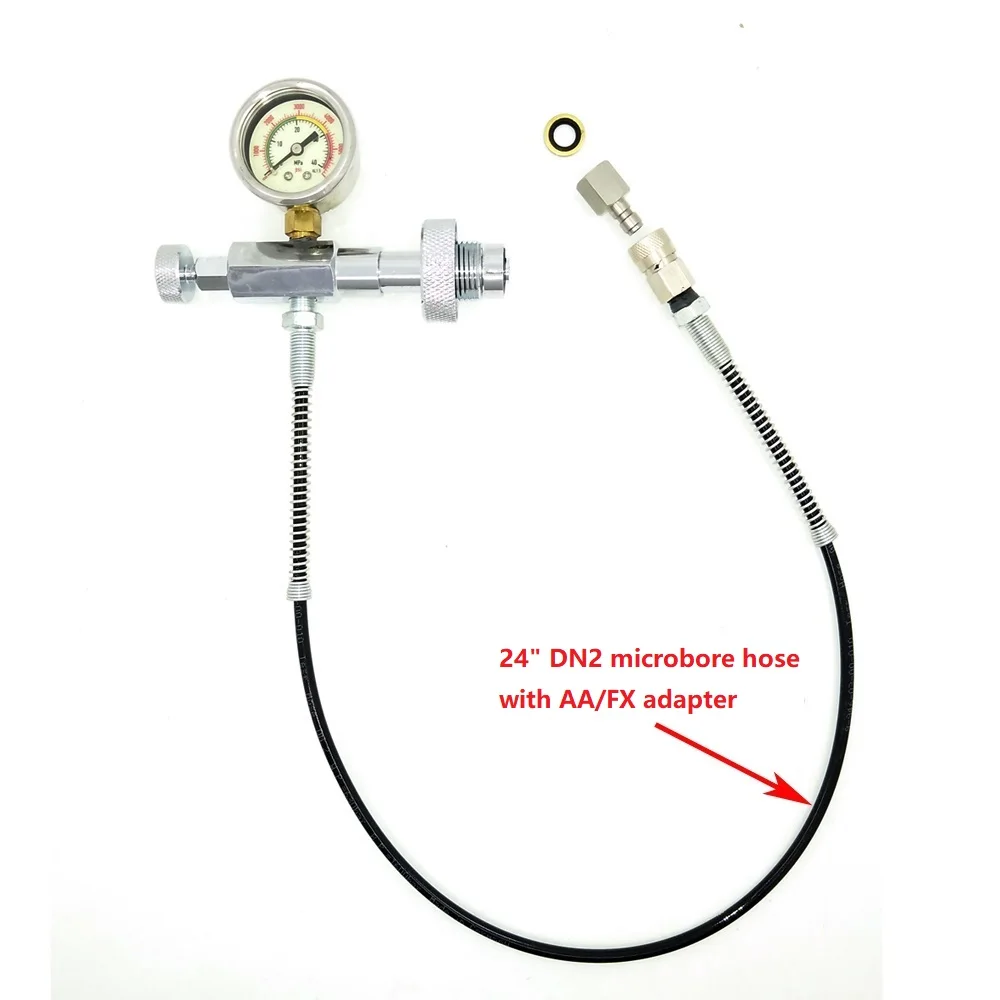 24in hose w AA FX QD Пейнтбол PCP заполняющая станция 300 бар/4500psi Din наполнение зарядки адаптер с 2" /36" DN2 микроотверстие шланг - Цвет: 24in hose w AA FX QD